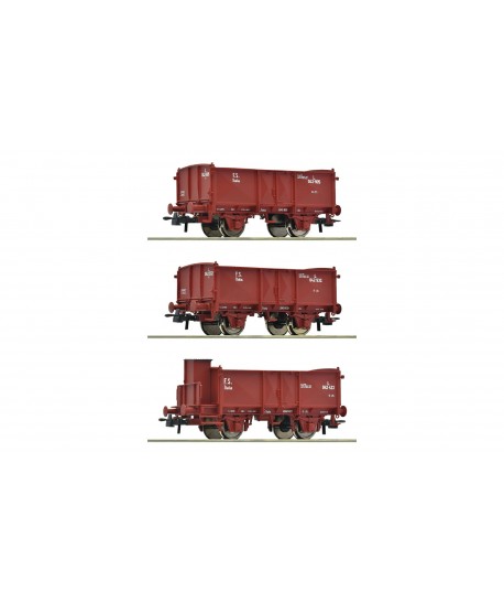 ROCO H0 6600088 Set da 3 pezzi: carri merci aperti, FS Ep. II-III ROCO H0 6600088 Set da 3 pezzi: carri merci aperti, FS Ep. II-III