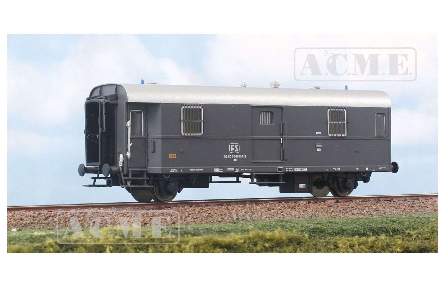ACME H0 51200 FS Postale Tipo 1964 T griglie ai vetri e lampeggiatori d‘emergenza, grigio ardesia, ep.IV-V