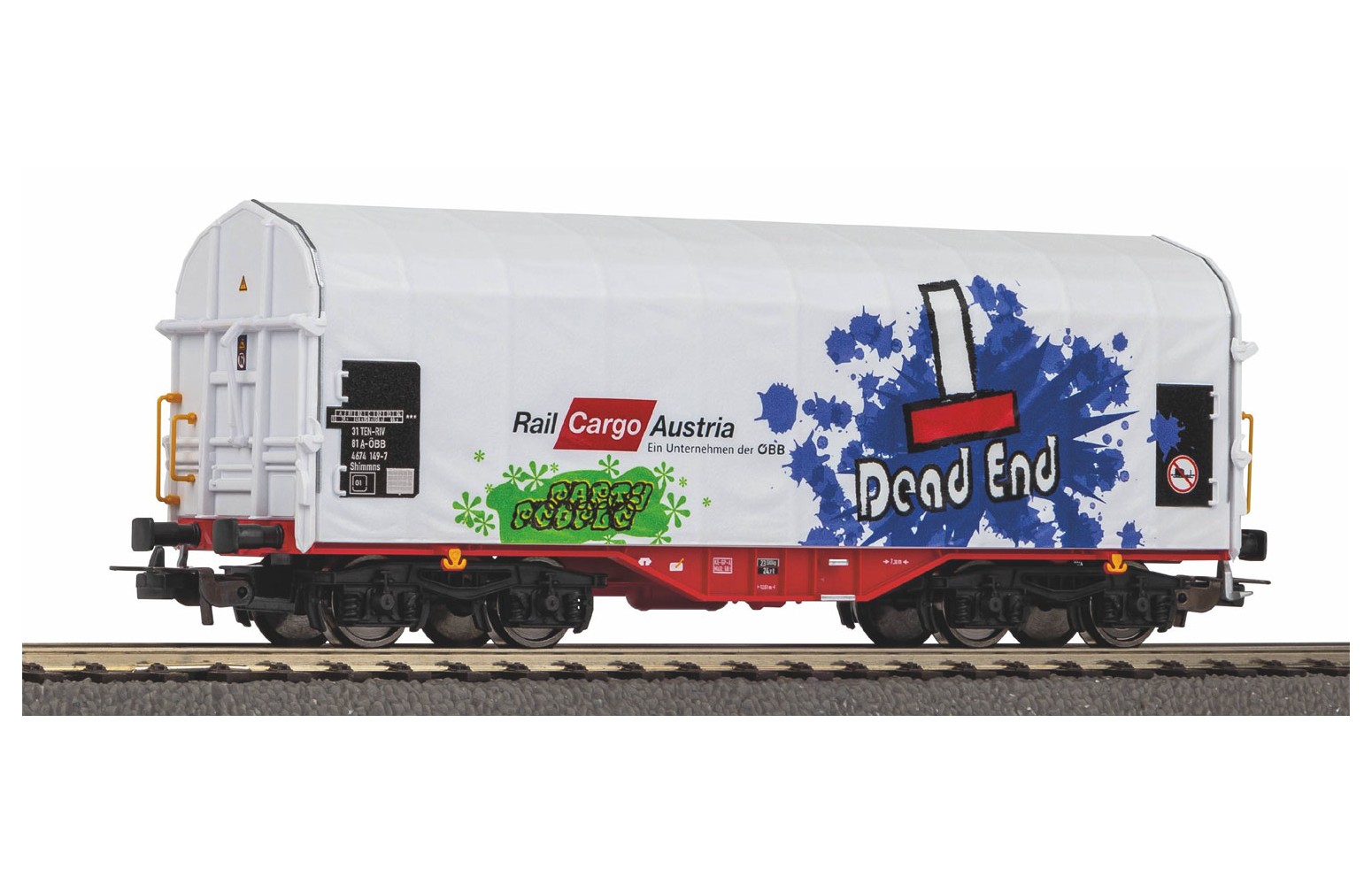 PIKO H0 58982 Carro a telone scorrevole Rail Cargo Austria Ep. VI, con graffiti