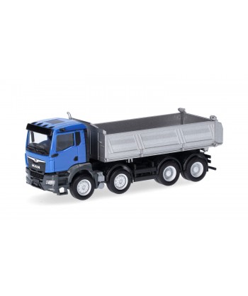 HERPA 319140 MAN TGS NN ribaltabile da cantiere a 4 assi, blu/argento, 1:87