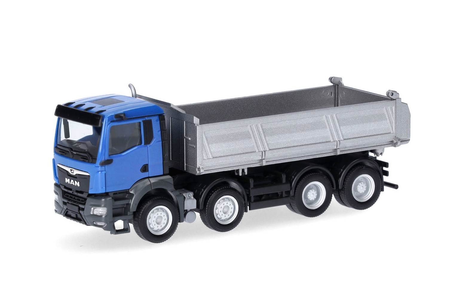HERPA 319140 MAN TGS NN ribaltabile da cantiere a 4 assi, blu/argento, 1:87