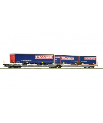 ROCO H0 6600113 - Carro articolato a doppia tasca T3000e, HUPAC/TRANSCO Ep. VI