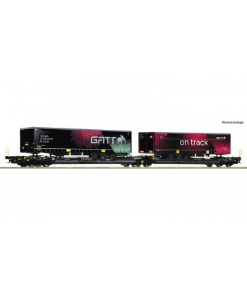 ROCO H0 6600170 - Carro articolato a doppia tasca T3000e, TX Logistik/GATT - Ep. VI