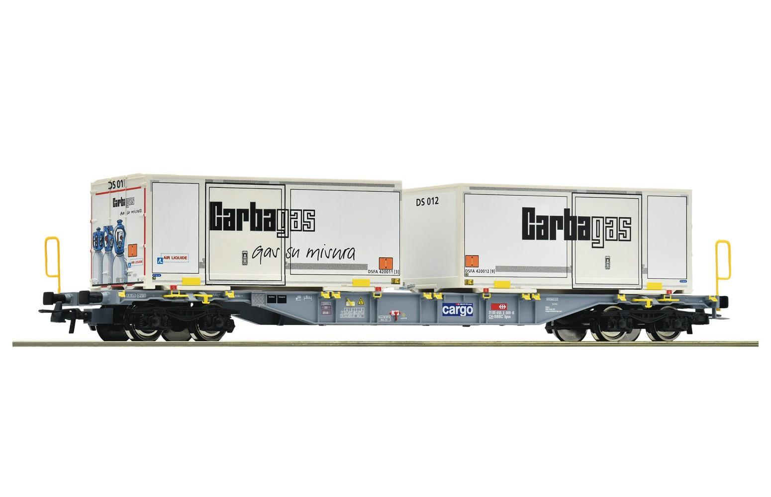 ROCO H0 6600122 - Carro portacontainer, SBB Cargo/Carbagas, ep. VI
