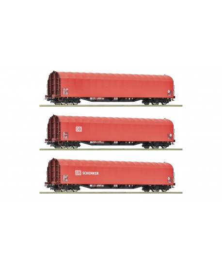 ROCO H0 6600156 - Set da 3 pezzi: carro con telone scorrevole, DB AG Ep. VI