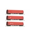 ROCO H0 6600156 - Set da 3 pezzi: carro con telone scorrevole, DB AG Ep. VI
