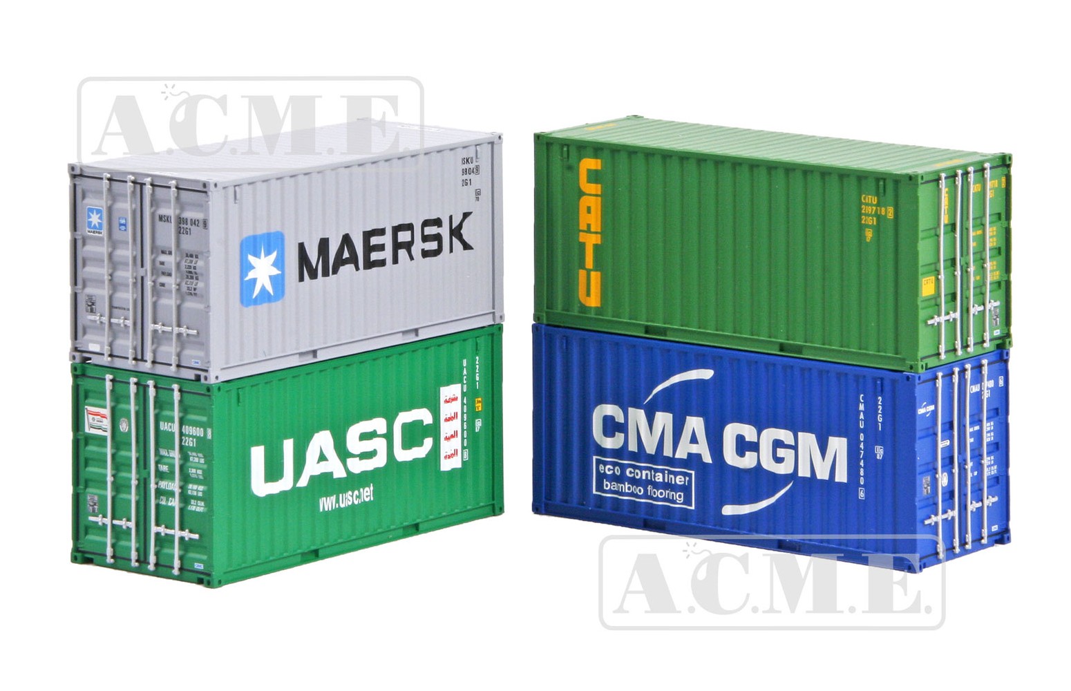 ACME H0 95066 Set da 4 container da 20ft. "Maersk, Uasc, Cma-Cgm e Catu""