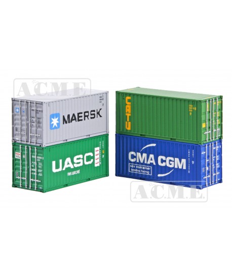 ACME H0 95066 Set da 4 container da 20ft. "Maersk, Uasc, Cma-Cgm e Catu""