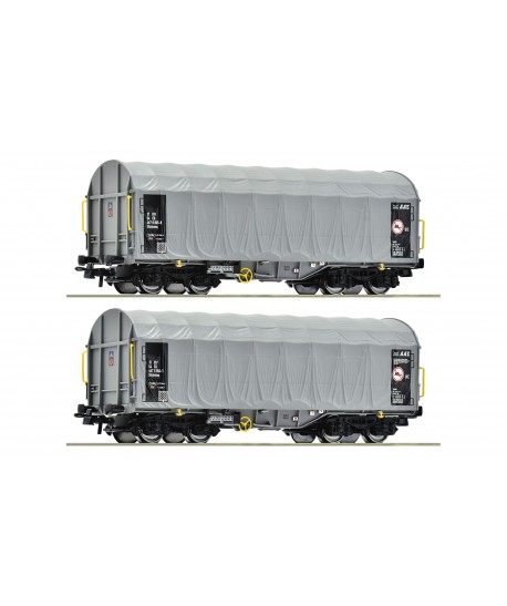 ROCO H0 6600144 Set di due carri con telone scorrevole, tipo Shimmns, ep. V-VI