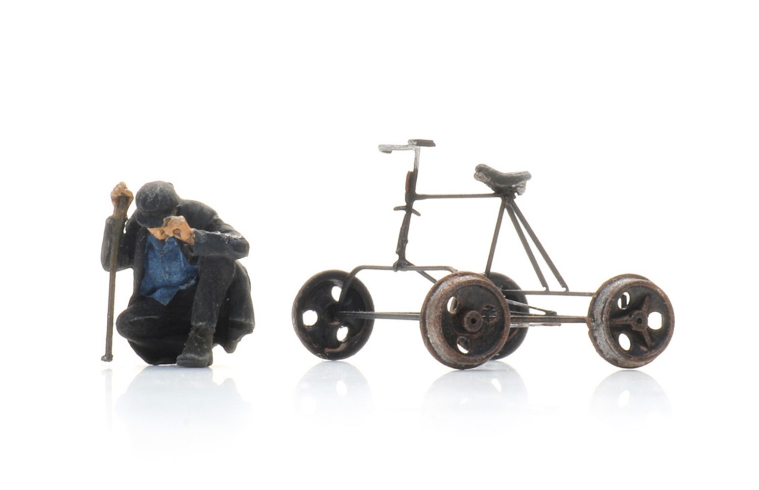 ARTITEC 387.608 - Draisina per bicicletta + figura, resina, H0-1:87