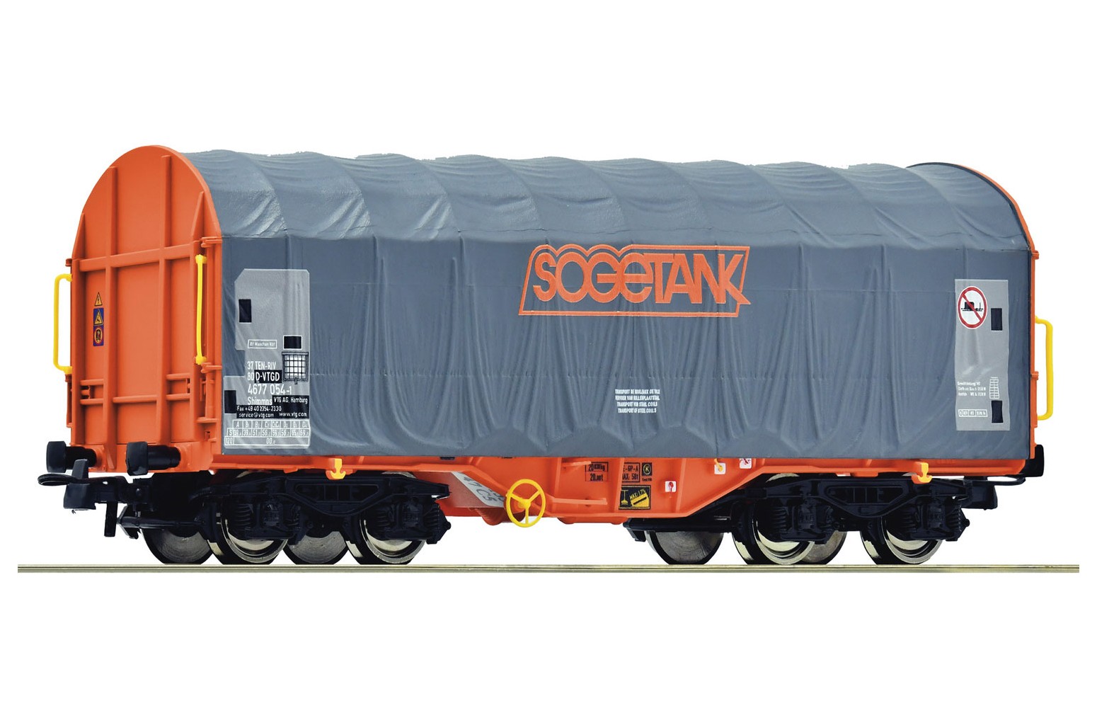 ROCO H0 6600133 Carro con telone scorrevole, tipo Shimmns, della Sogetank SpA. Ep. VI