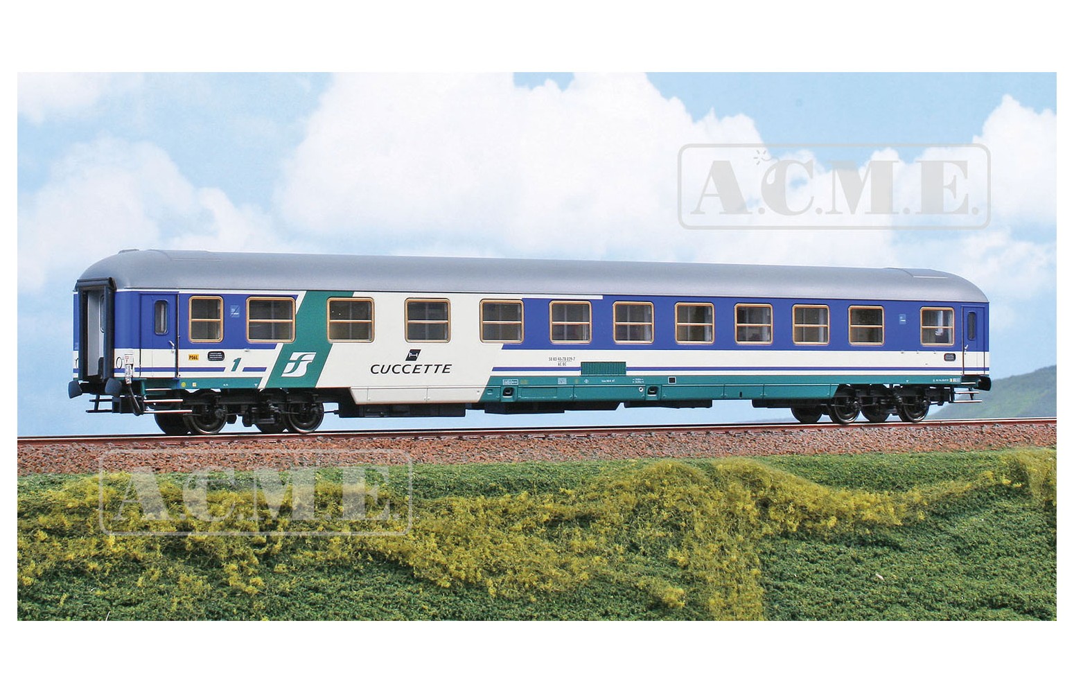 ACME H0 50544 Carrozza cuccette UIC-X Tipo 1970 mista di 1 e 2 cl. livrea XMPR - Fs ep.V/VI