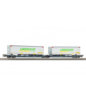 PIKO H0 24635 Carro a Tasca T3000e Cemat "Mercitalia Intermodal" con 2 Rimorchi "Ambrogio"