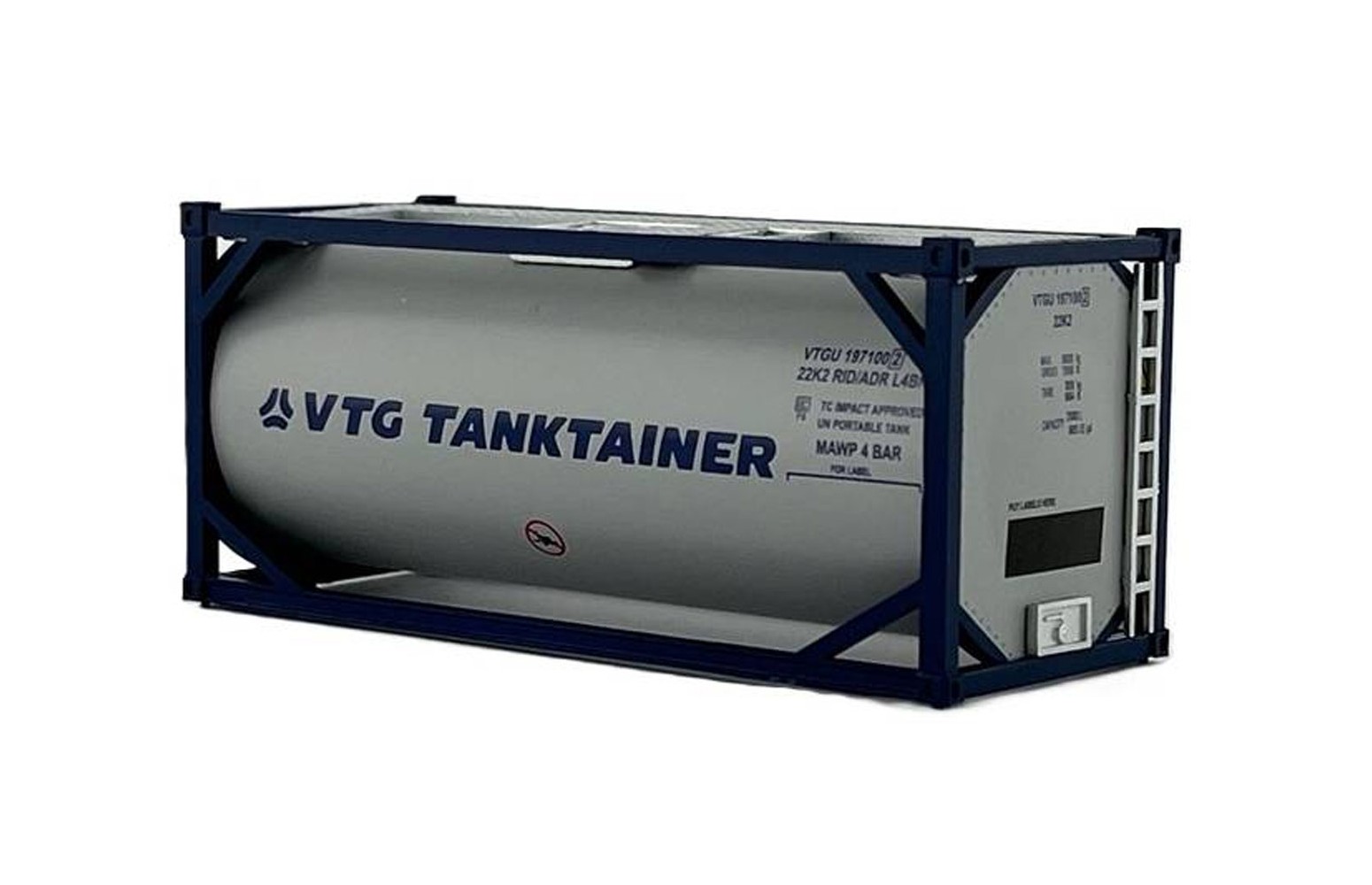 PIRATA H0 PI12355 - Container 20' Tank VTG, grigio, scritta blu Tanktainer - 1:87
