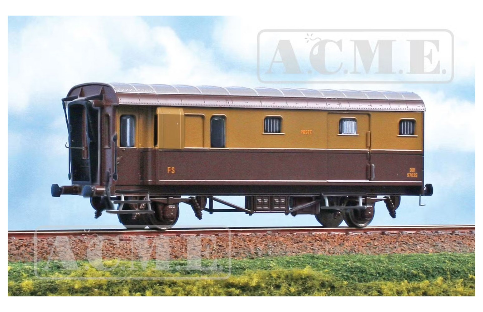 ACME H0 51210 Bagagliaio posta Tipo 1931R (DI 92000). Livrea castano e Isabella. FS Ep. III