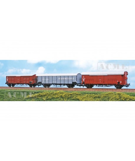 ACME H0 45203 Set di tre carri Tipo FF, Tipo He “Avandero” e tipo FFma con garitta, FS ep.III