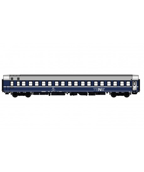 PIRATA H0 PI9750 Carrozza letti Tipo T2s livrea "TEN" logo TV, tetto argento e carrelli Tipo MD, FS ep. IV