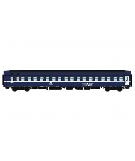PIRATA H0 PI9752 Carrozza letti T2s livrea "TEN" logo inclinato, tetto blu e carrelli Tipo MD, FS ep. IV
