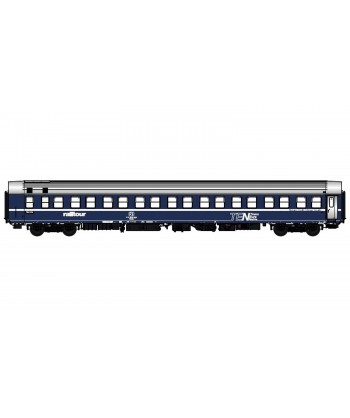 PIRATA H0 PI9760 T2s livrea "TEN" logo TV, tetto argento e carrelli Tipo MD, RAILTOUR, FS ep. IV