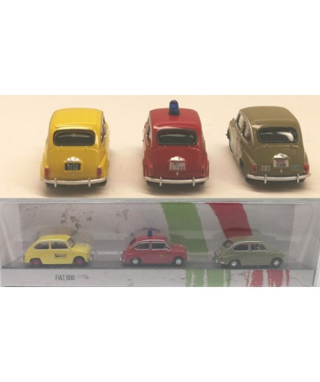 BLACKSTAR BS00050 – Set 3 FIAT 600, “Agip, Vigili del Fuoco e Polizia Stradale” – 1:87