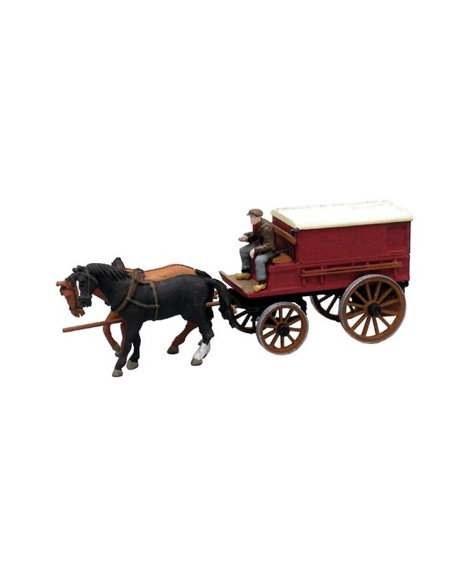 ARTITEC H0 387.64 – Carro agricolo coperto con cavalli e conducente, resina 1:87