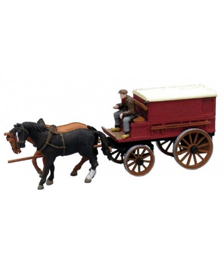 ARTITEC H0 387.64 – Carro agricolo coperto con cavalli e conducente, resina 1:87