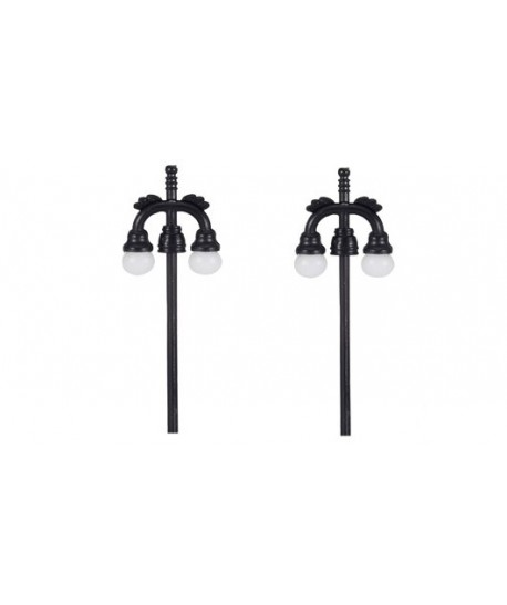 MABAR TREN H0 60175 – Set 2 lampioni stradali doppi, LED 12/16V