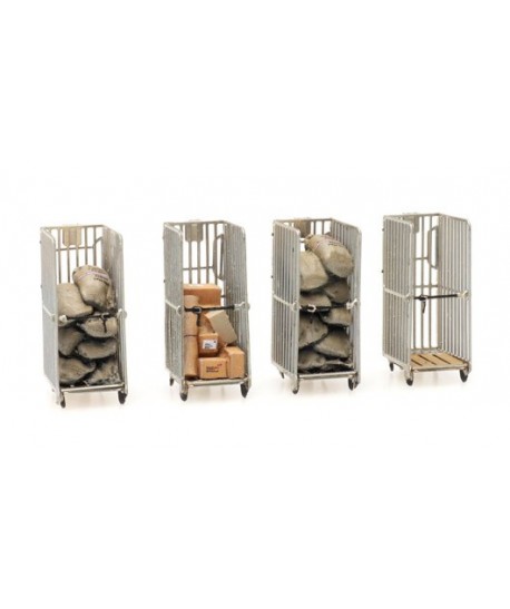 ARTITEC 387.446 – n. 4 Carrelli per pacchi PT – resina H0