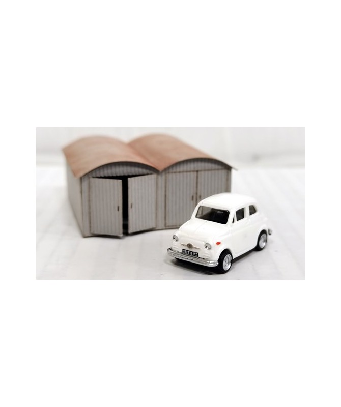 PIRATA H0 PI12111 – Garage in lamiera doppio con Fiat 500 panna