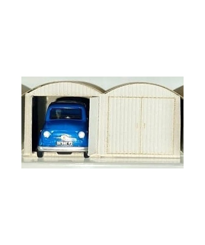 PIRATA H0 PI12113 – Garage in lamiera doppio con Fiat 500 blu