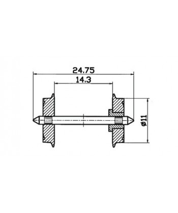ROCO H0 40198 – n. 2 assali con ruote norma NEM (11 mm/24,75 mm)