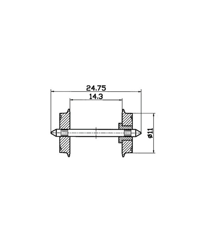 ROCO H0 40198 – n. 2 assali con ruote norma NEM (11 mm/24,75 mm)