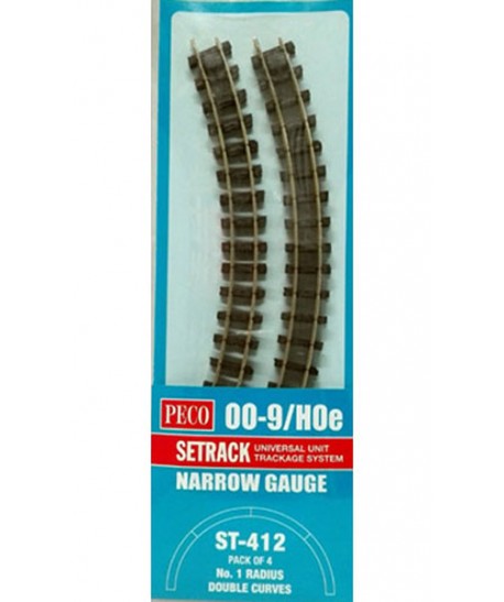 PECO H0e ST-412 – Binario curvo doppio x 4 pz.
