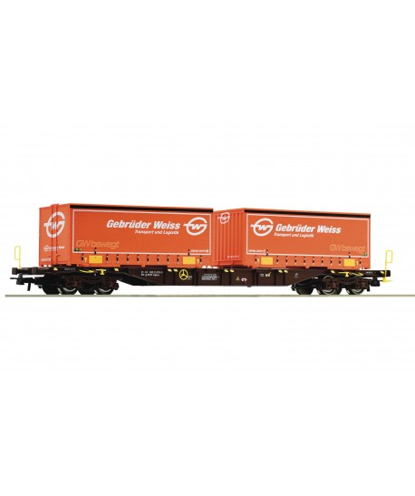 ROCO H0 77344 - Carro portacontainer, tipo Sgnss con carico casse mobili, OBB Ep. VI