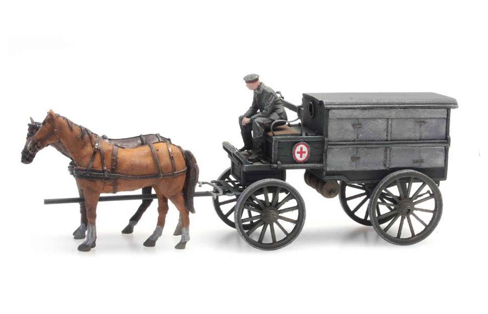 ARTITEC 387.386 - WWI Carro ambulanza con cavalli, Resina H0-1:87