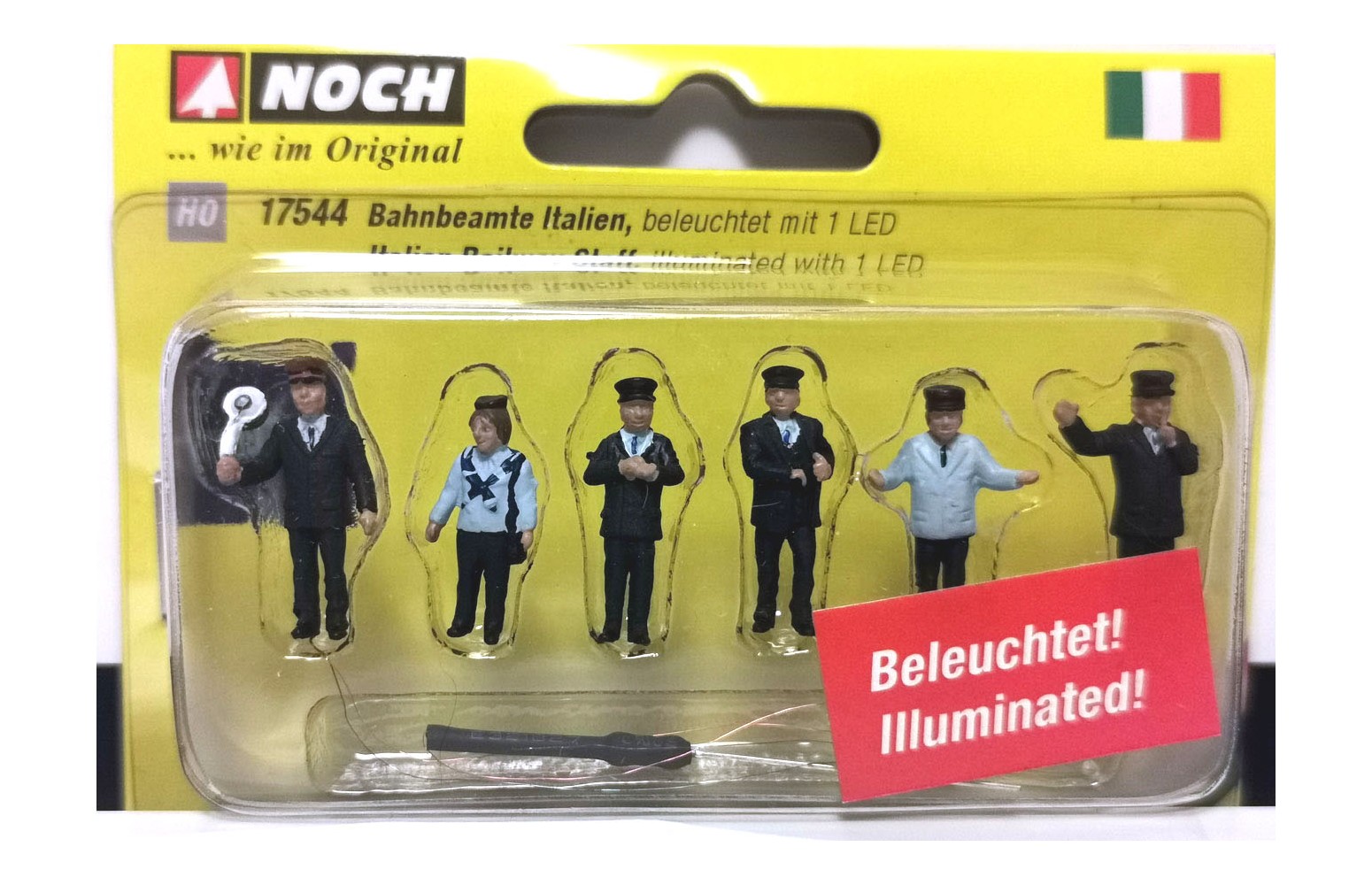 NOCH H0 17544 - set 6 Ferrovieri Italiani (1 con paletta illuminata)