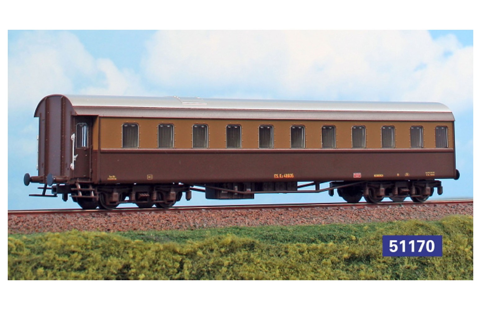 ACME H0 51170 - Carrozza cellulare Kz 48605 Trasporto detenuti in livrea castano isabella FS Ep. III